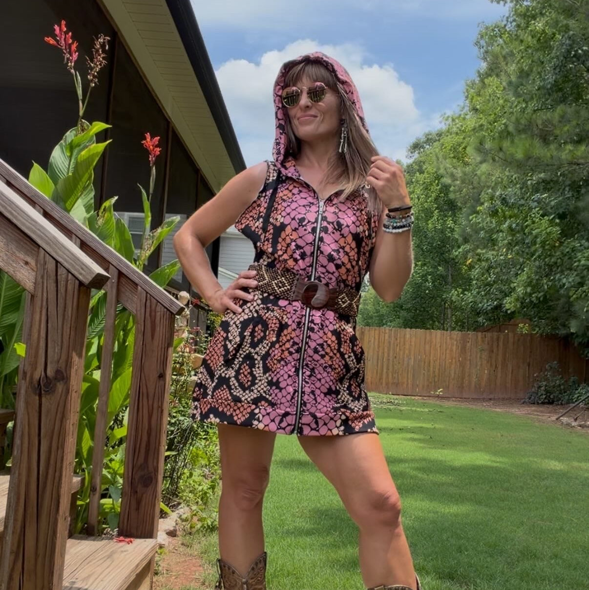 Drenched in Pink Snake Print- Eazy Breezy Jumper Dress