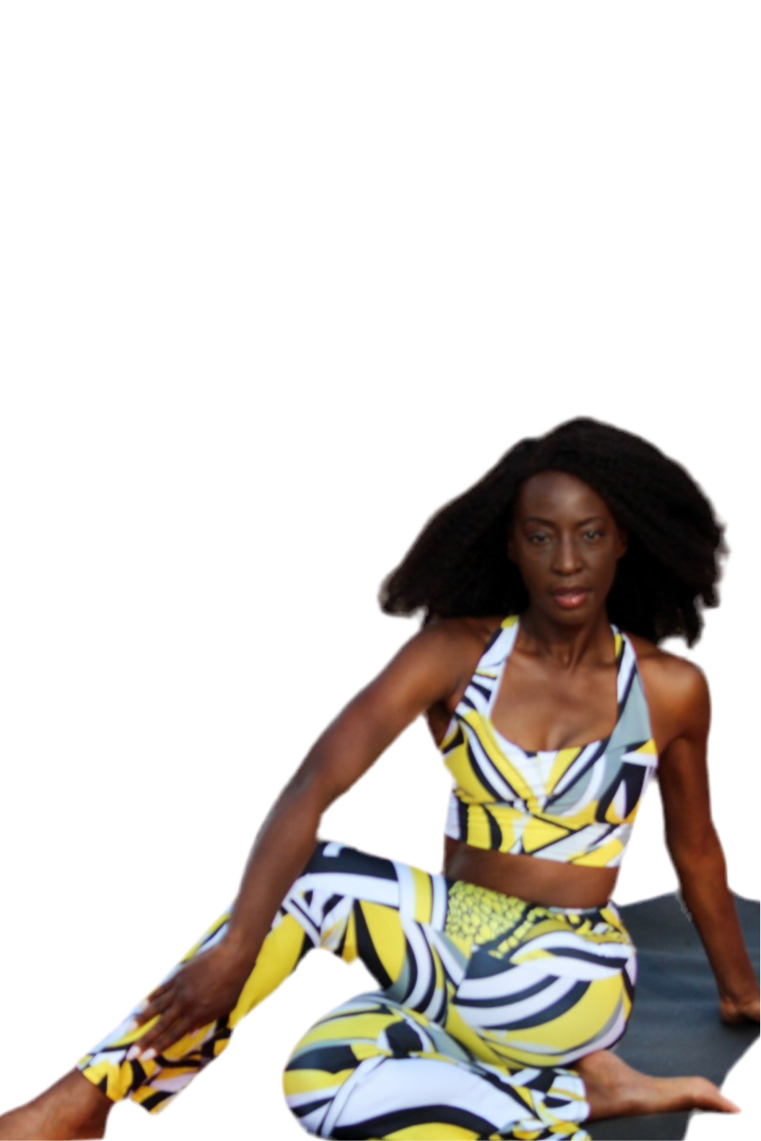 Jazzy Lemon Drop Abstract Print Recycled Extra Supportive Sports Bra