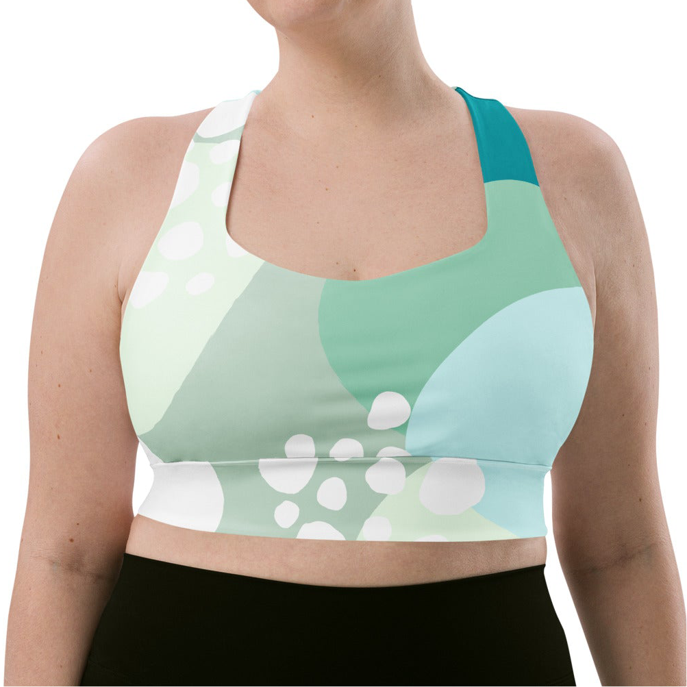 Shades of blue bubbles-Recycled Polyester High-Support Athletic Sports Bra