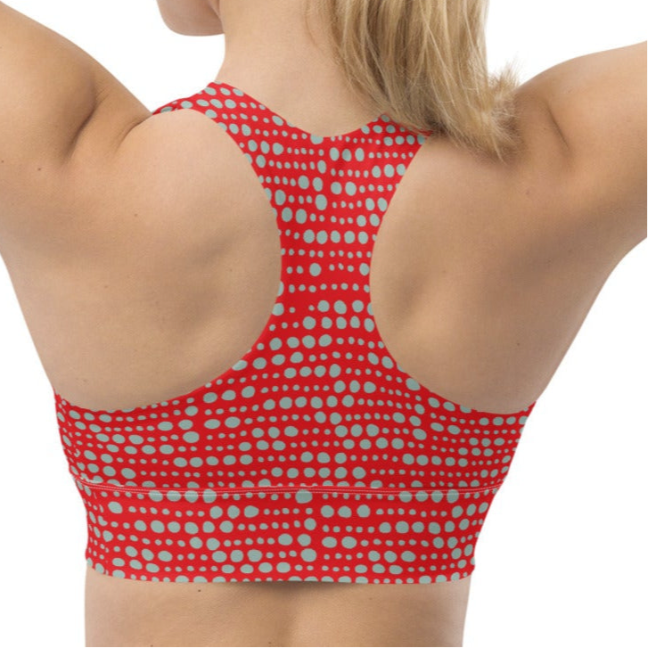 Red Skipping Stones-Ventilated Compression Racerback Sports Bra