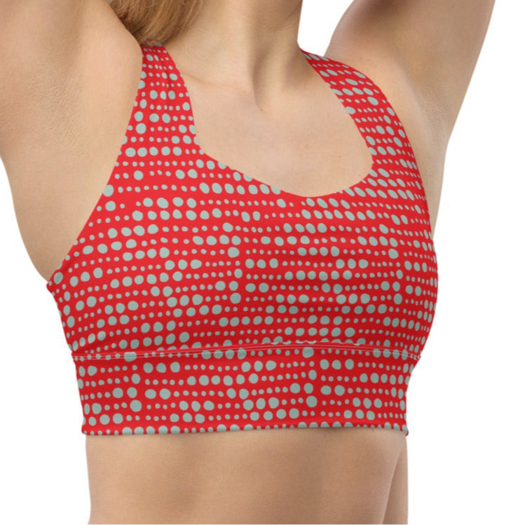 Red Skipping Stones-Ventilated Compression Racerback Sports Bra