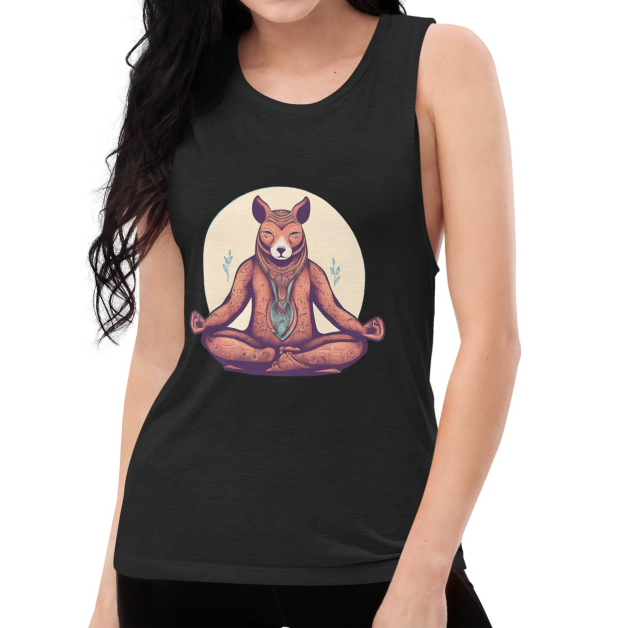 Zen Dog-Chic and Breezy Muscle Tank with Dramatic Arm Cutouts