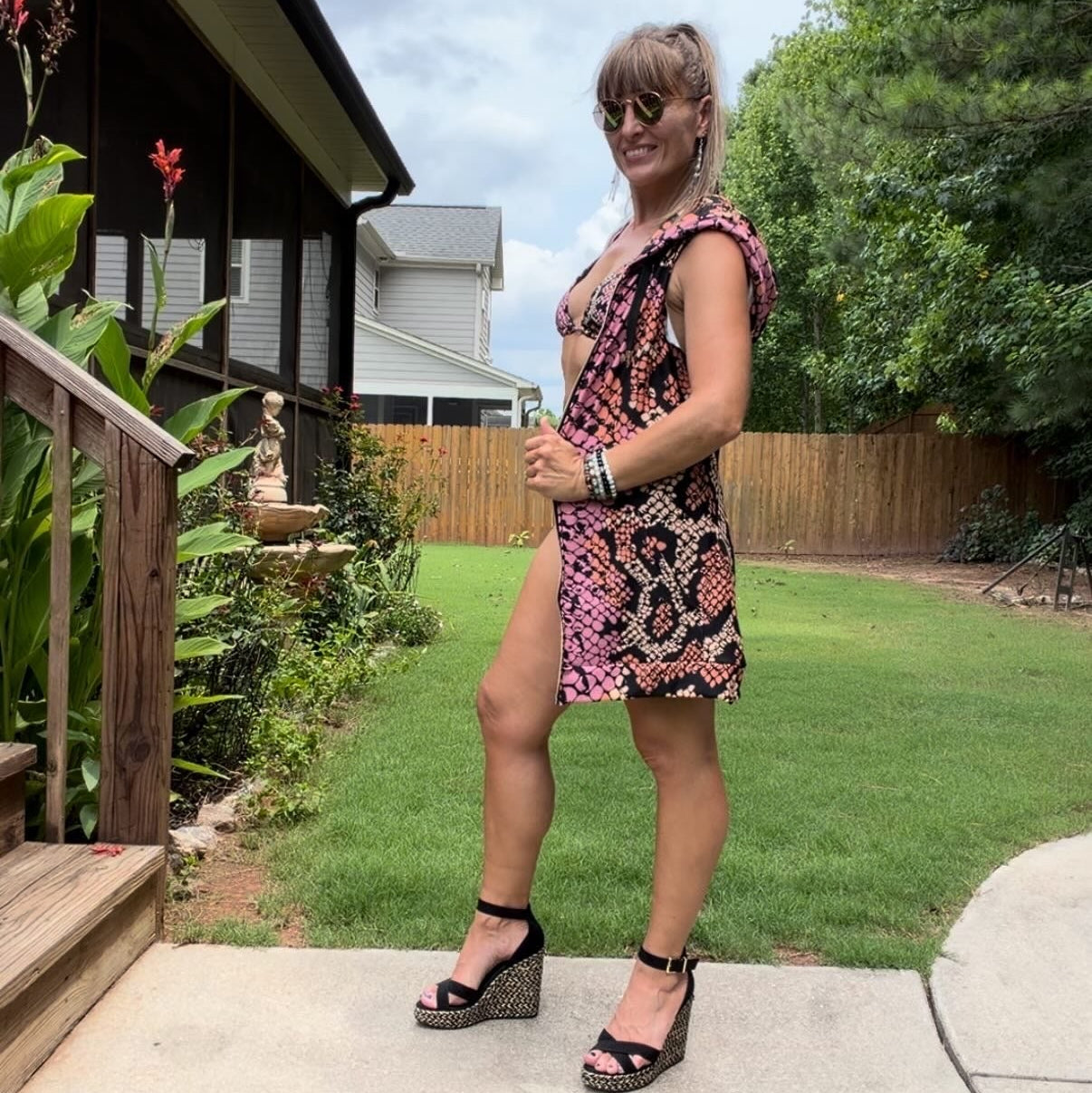 Drenched in Pink Snake Print- Eazy Breezy Jumper Dress