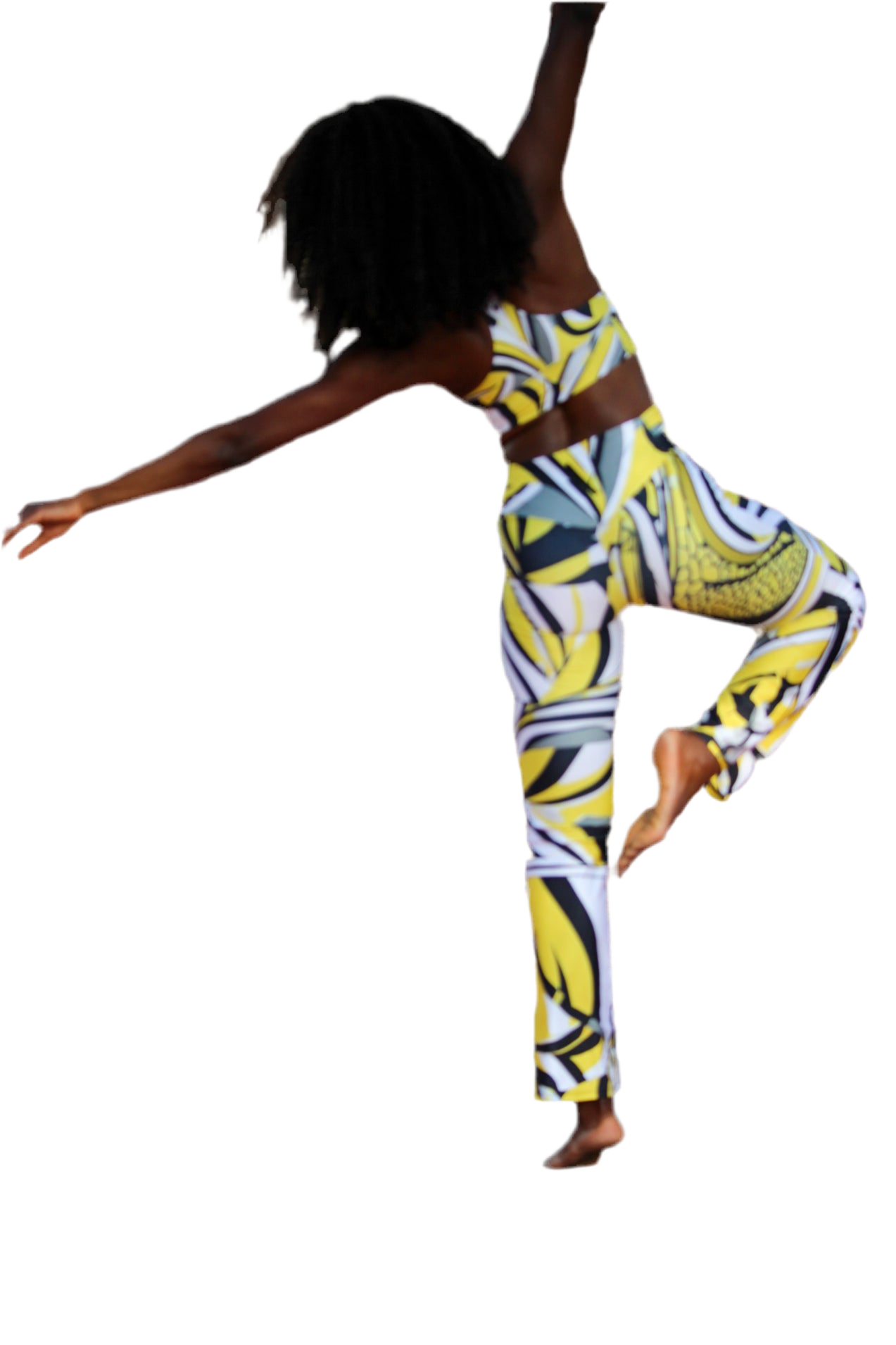 Jazzy Lemon Drop Abstract Print Recycled Extra Supportive Sports Bra