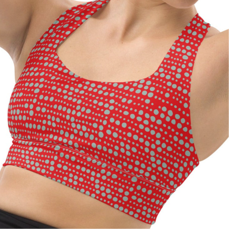 Red Skipping Stones-Ventilated Compression Racerback Sports Bra