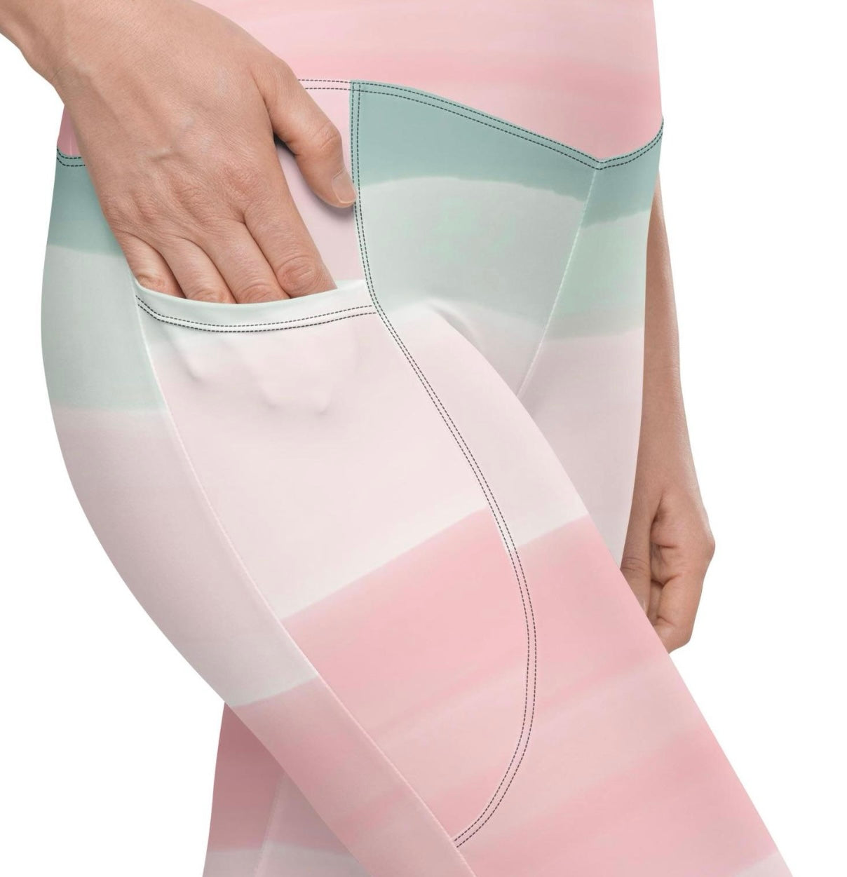 Serene Pink Prayers High Waisted Eco Friendly Leggings with Pockets