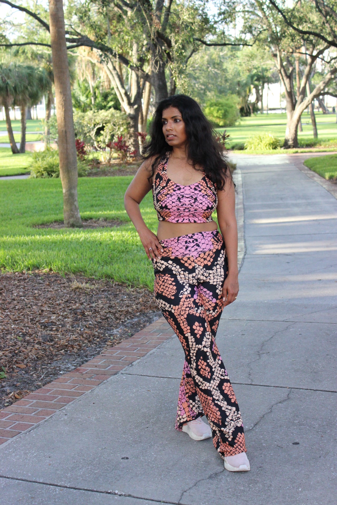 Drenched in Pink Cobra Print Double Supportive Longline Sports Bra