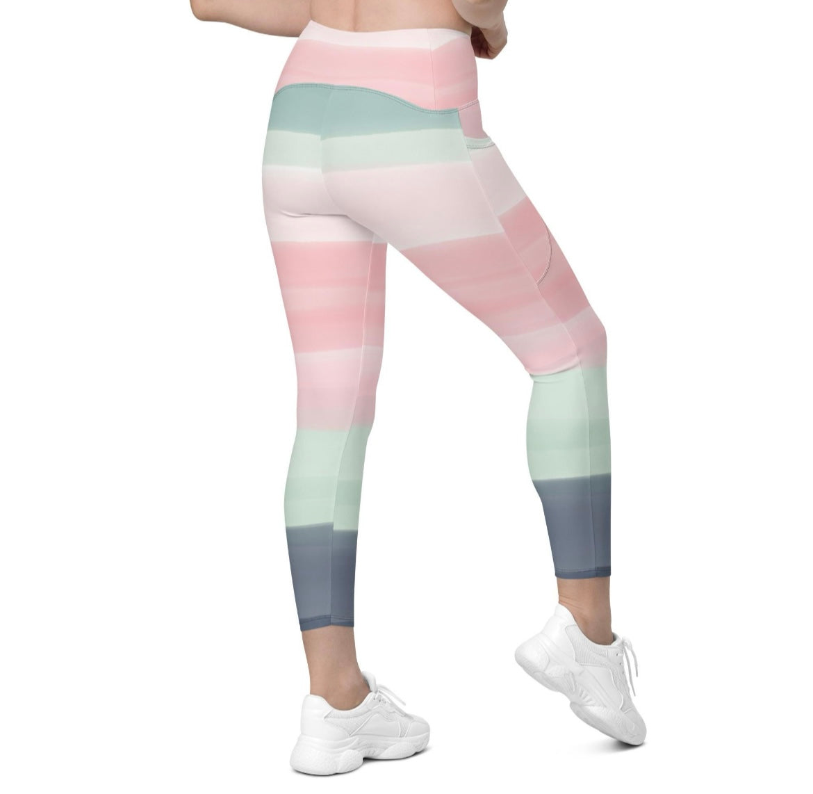 Serene Pink Prayers High Waisted Eco Friendly Leggings with Pockets
