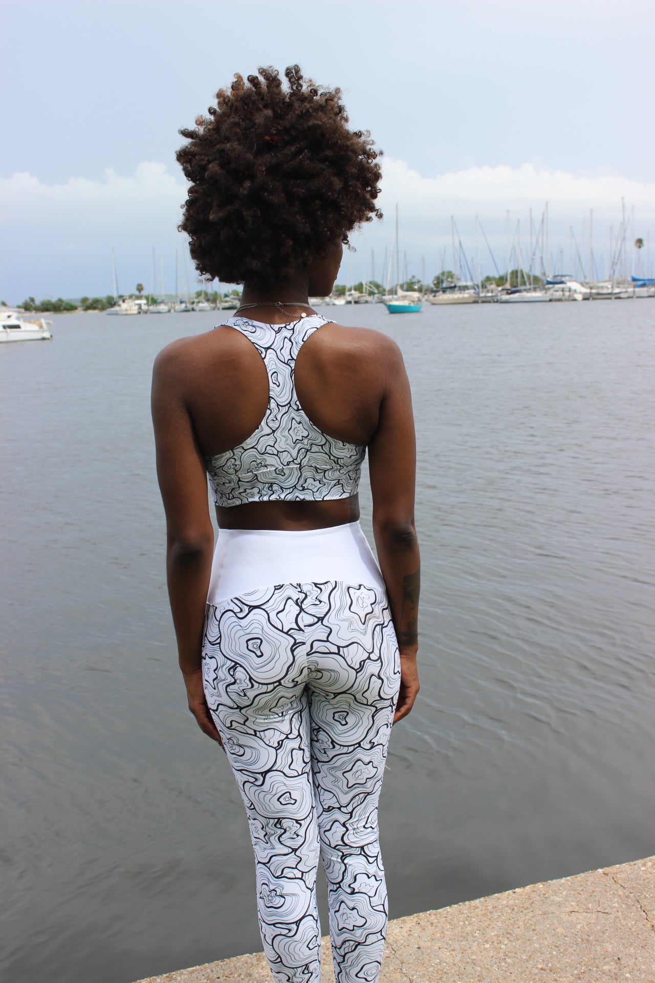Abstract flower Power-Sustainable Racerback Sports Bra for Maximum Support