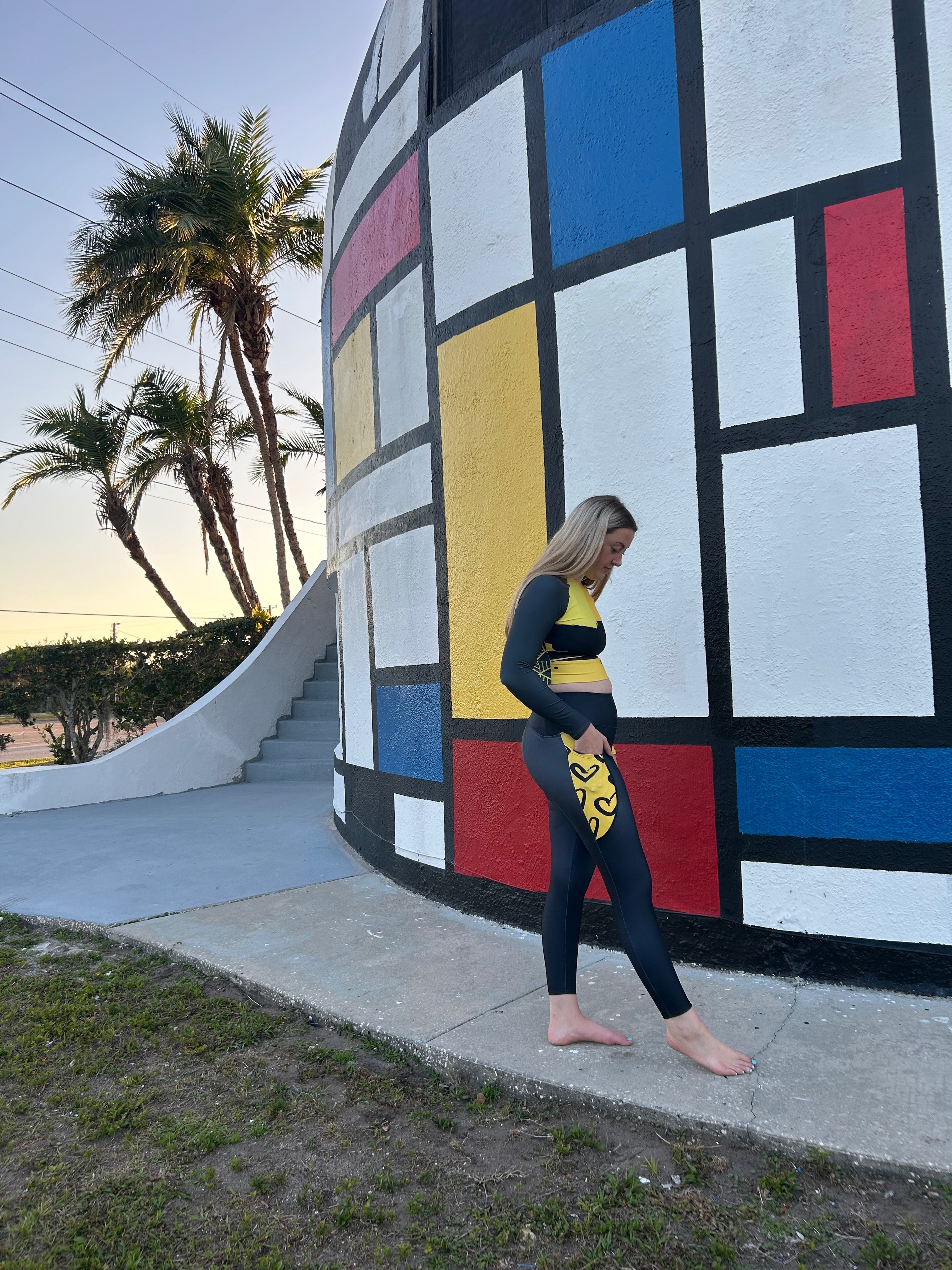 Lovin Hearts Print Eco Friendly Workout Leggings with pockets