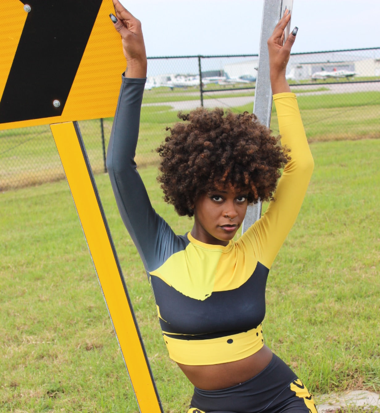 Loving Hearts Recycled Poly Long Sleeve Compression Crop Top