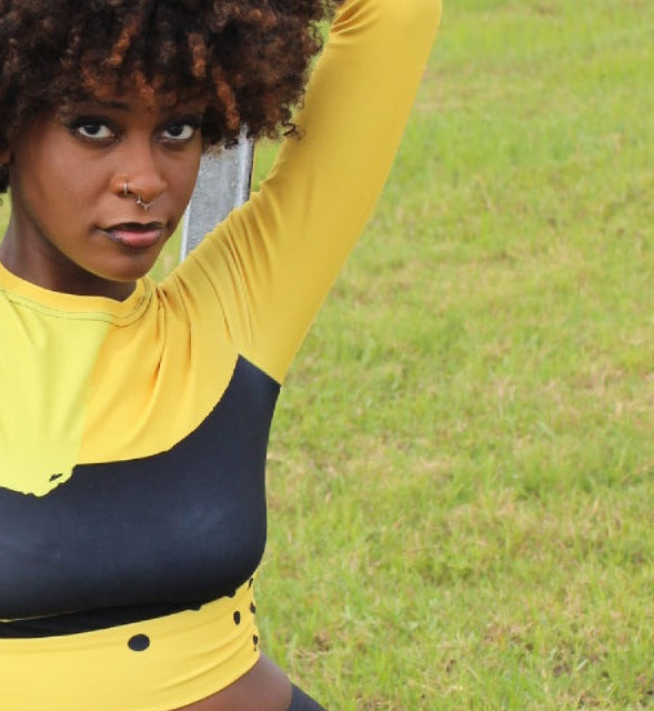 Lovin Hearts Long Sleeve Compression Crop Top