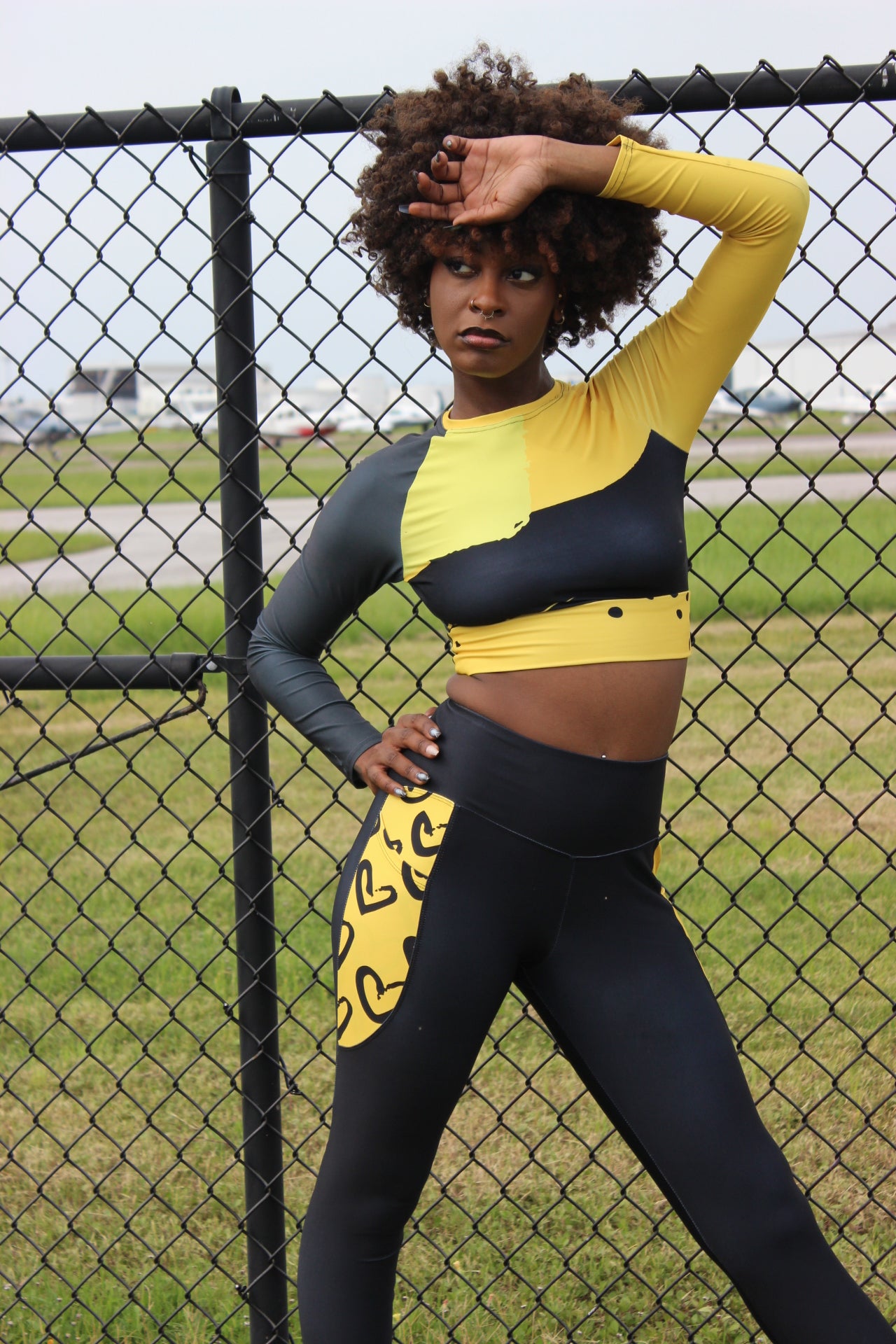 Loving Hearts Recycled Poly Long Sleeve Compression Crop Top