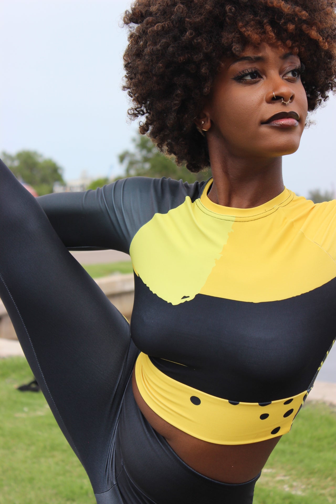 Loving Hearts Recycled Poly Long Sleeve Compression Crop Top