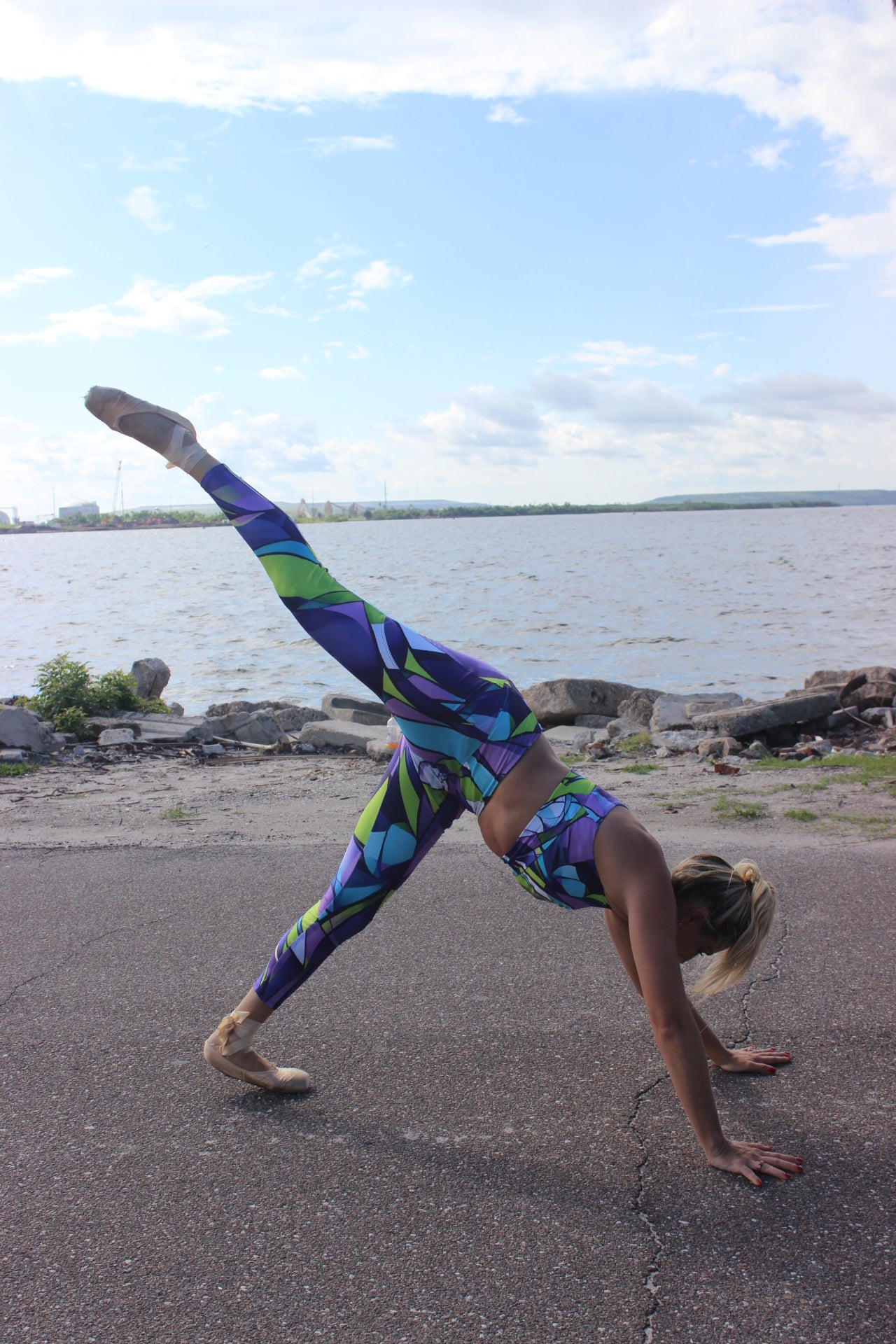 Bring the Purple Funk Abstract Print Eco Friendly Supportive Longline Sports Bra