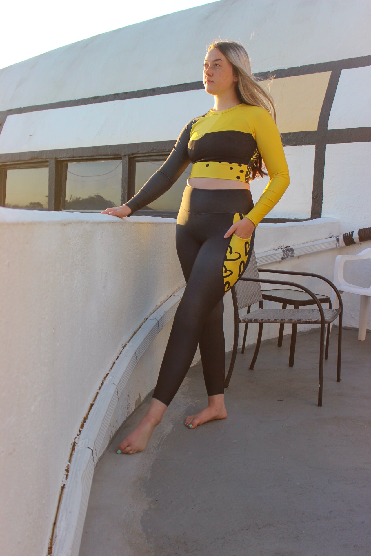 Loving Hearts Recycled Poly Long Sleeve Compression Crop Top