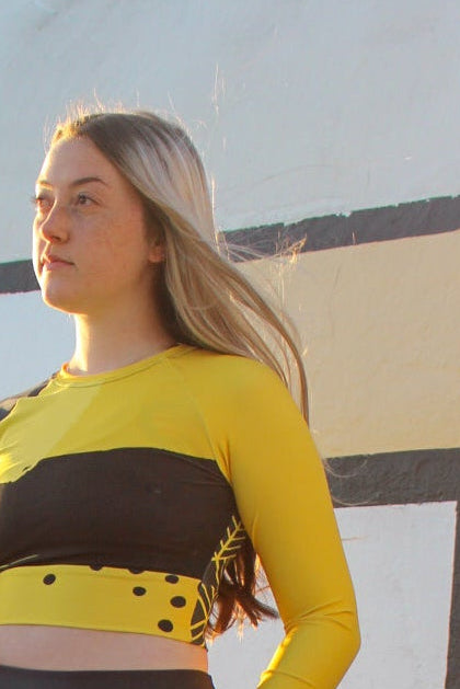 Lovin Hearts Long Sleeve Compression Crop Top