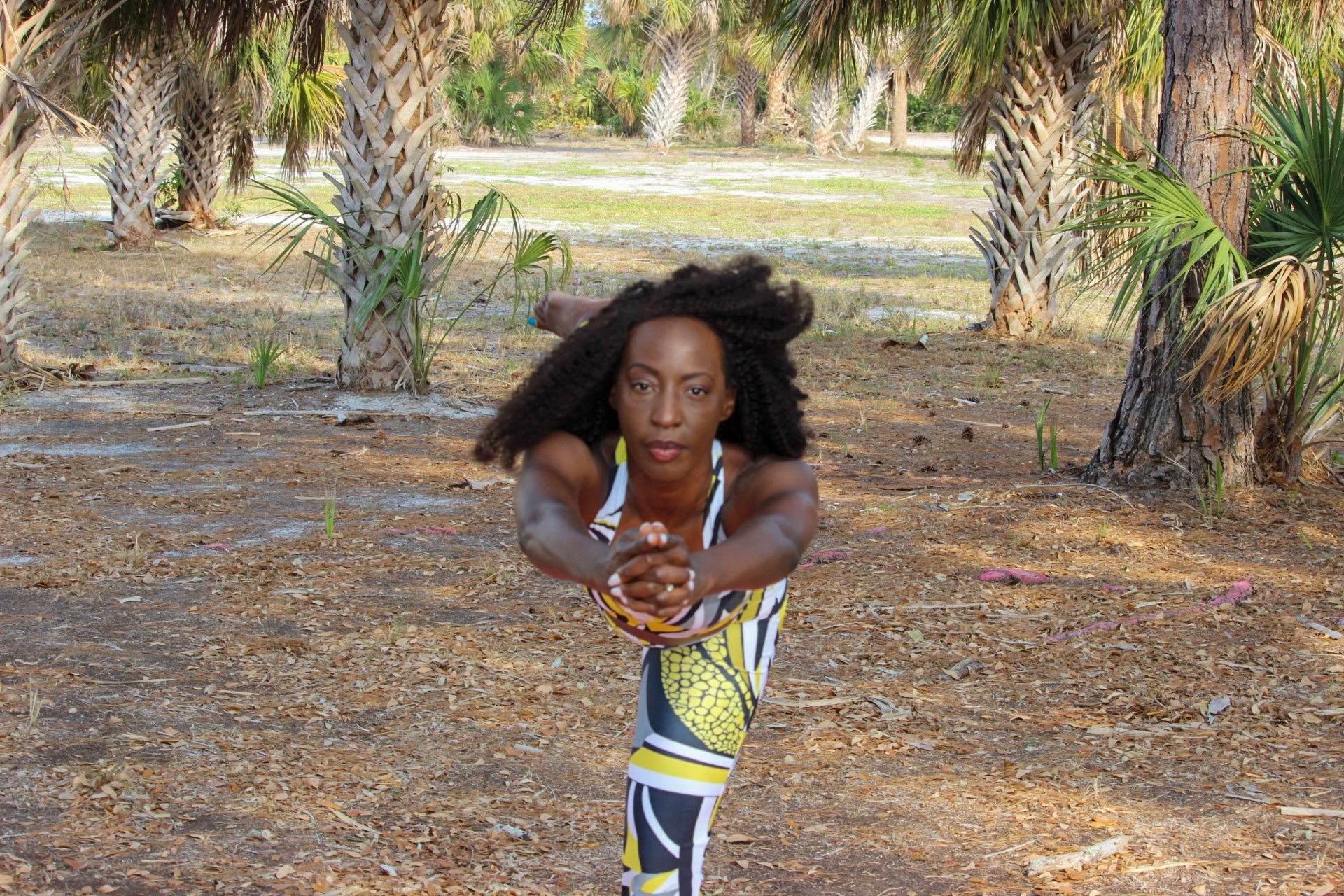 Jazzy Lemon Drop Geometric Eco Friendly Flare Leggings