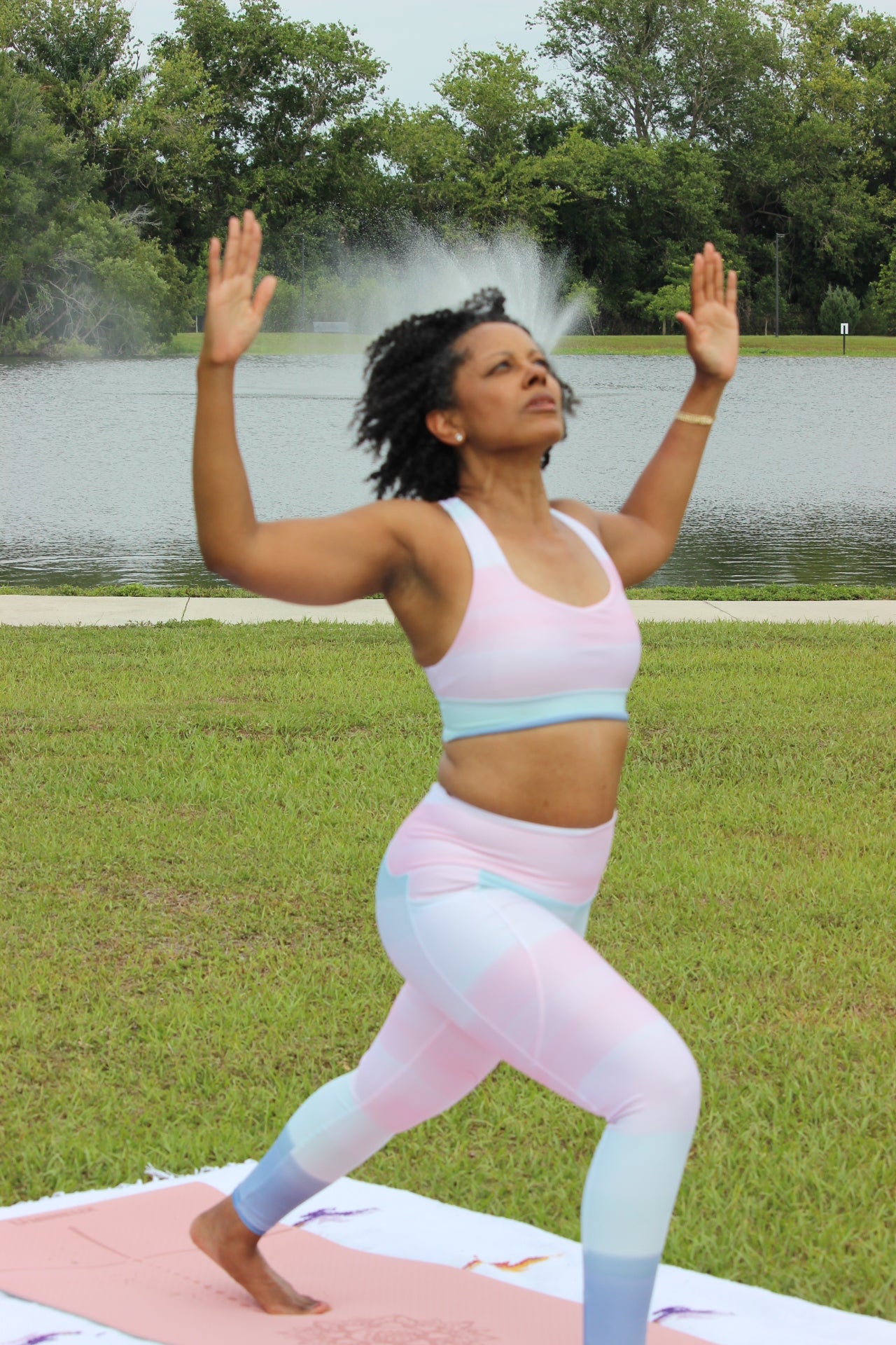 Serene Pink Prayers High Waisted Eco Friendly Leggings with Pockets