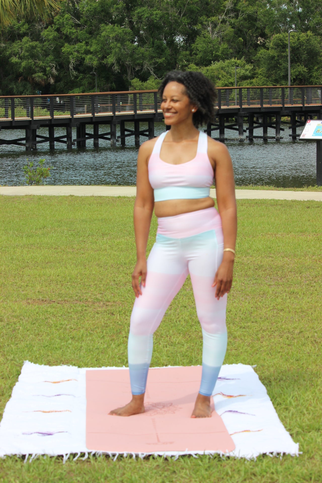 Serene Pink Prayers High Waisted Eco Friendly Leggings with Pockets