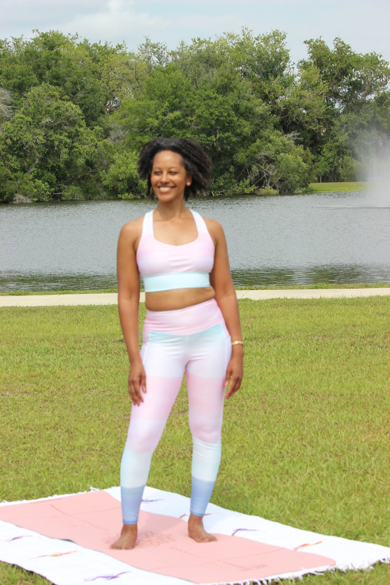 Serene pastels-Eco-Friendly Full-Support Racerback Sports Bra