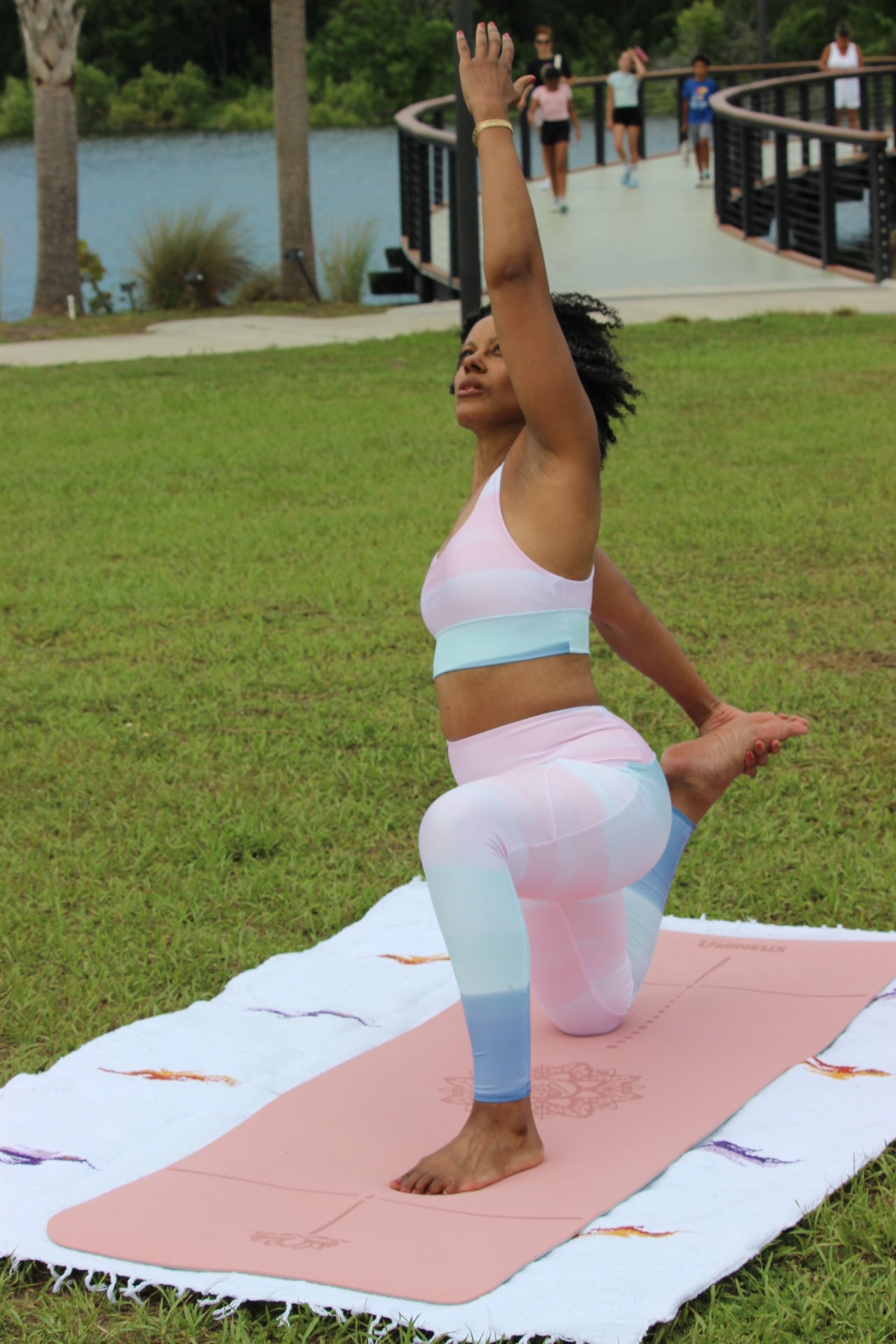 Serene Pink Prayers High Waisted Eco Friendly Leggings with Pockets