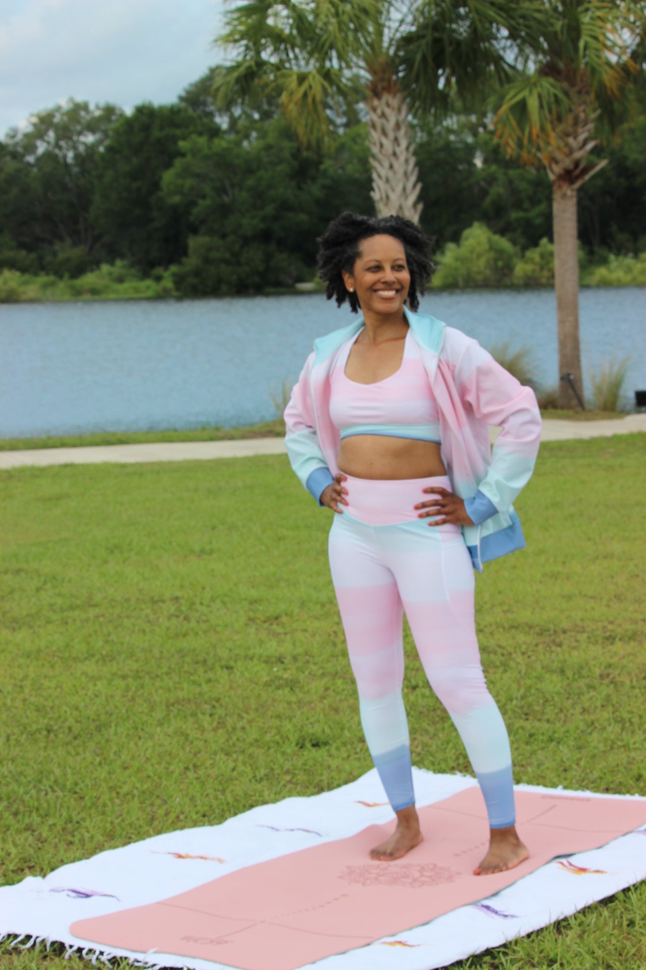 Serene Pink Prayers-Sustainable Relaxed-Fit Jacket with Cozy Brushed Interior