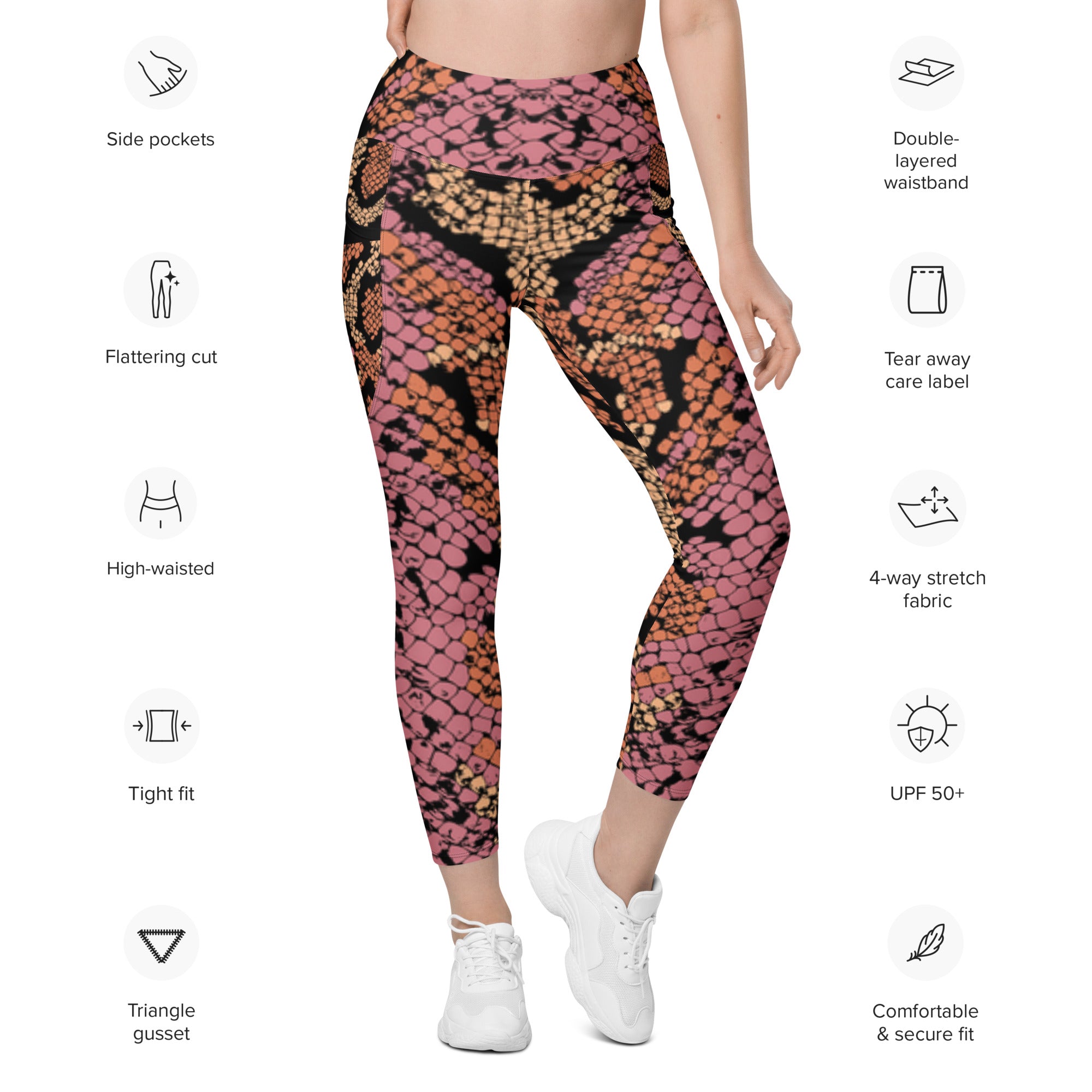 Drenched in Pink Cobra Print High Waisted Recycled Polyester leggings
