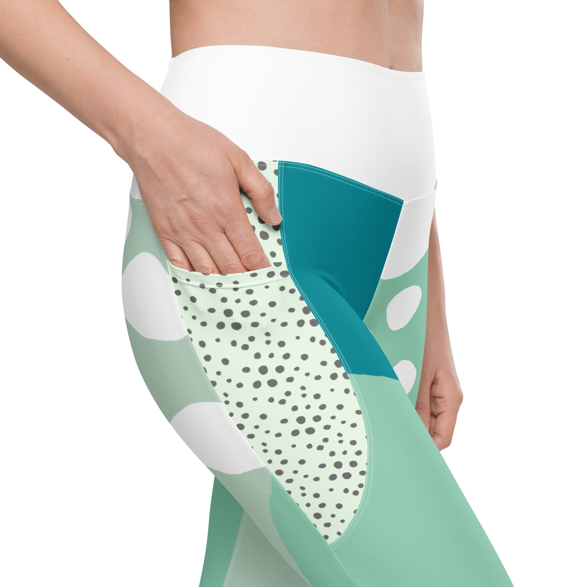 Blue Sea Bubbles Sustainable High Waisted Leggings with pockets
