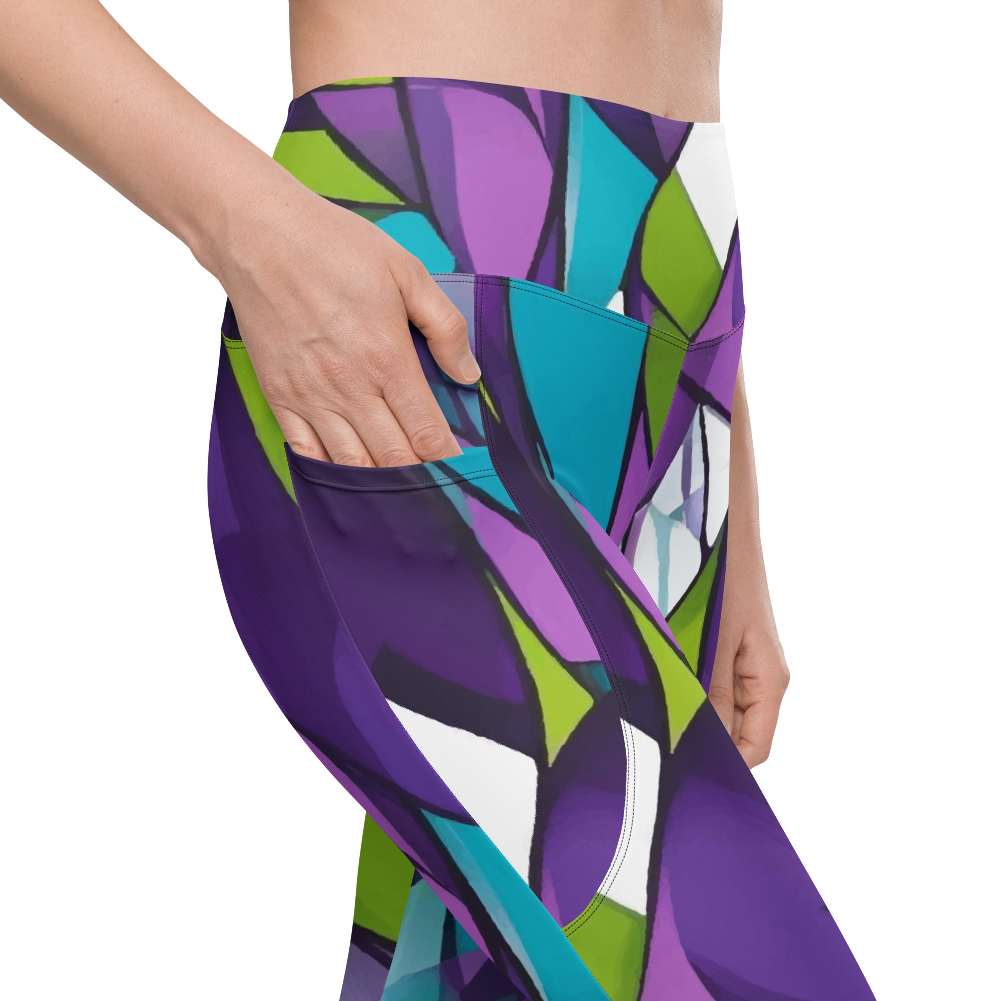 Bring the Purple Funk Abstract Print High Waisted Recycled Polyester Leggings with Pockets