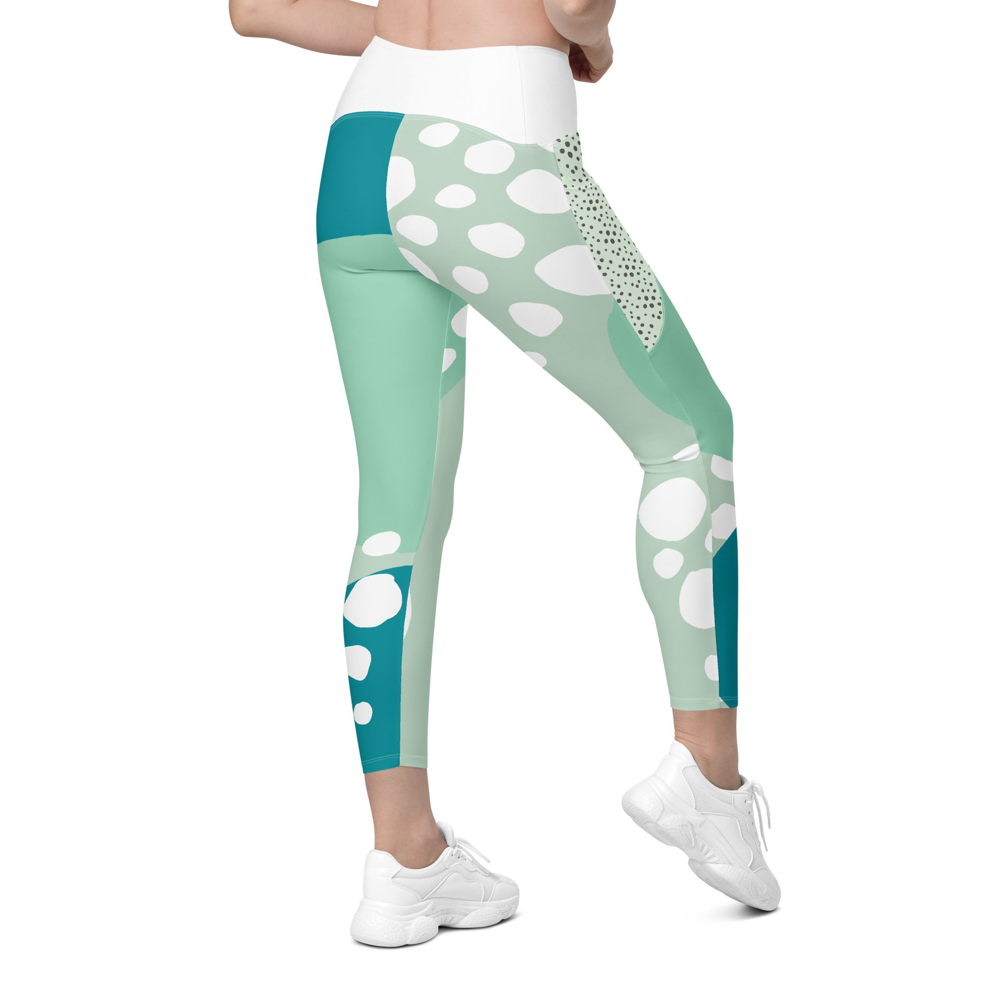 Blue Sea Bubbles Sustainable High Waisted Leggings with pockets