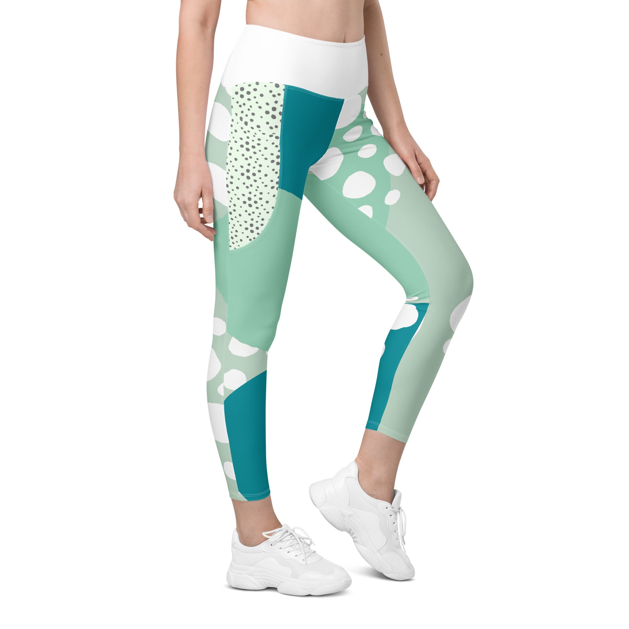 Blue Sea Bubbles Sustainable High Waisted Leggings with pockets