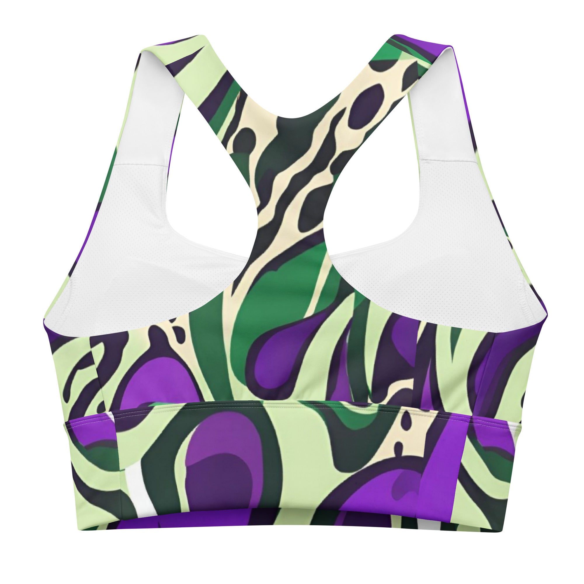 Purple Paisley Planets- Sustainably Supportive Longline Sports Bra