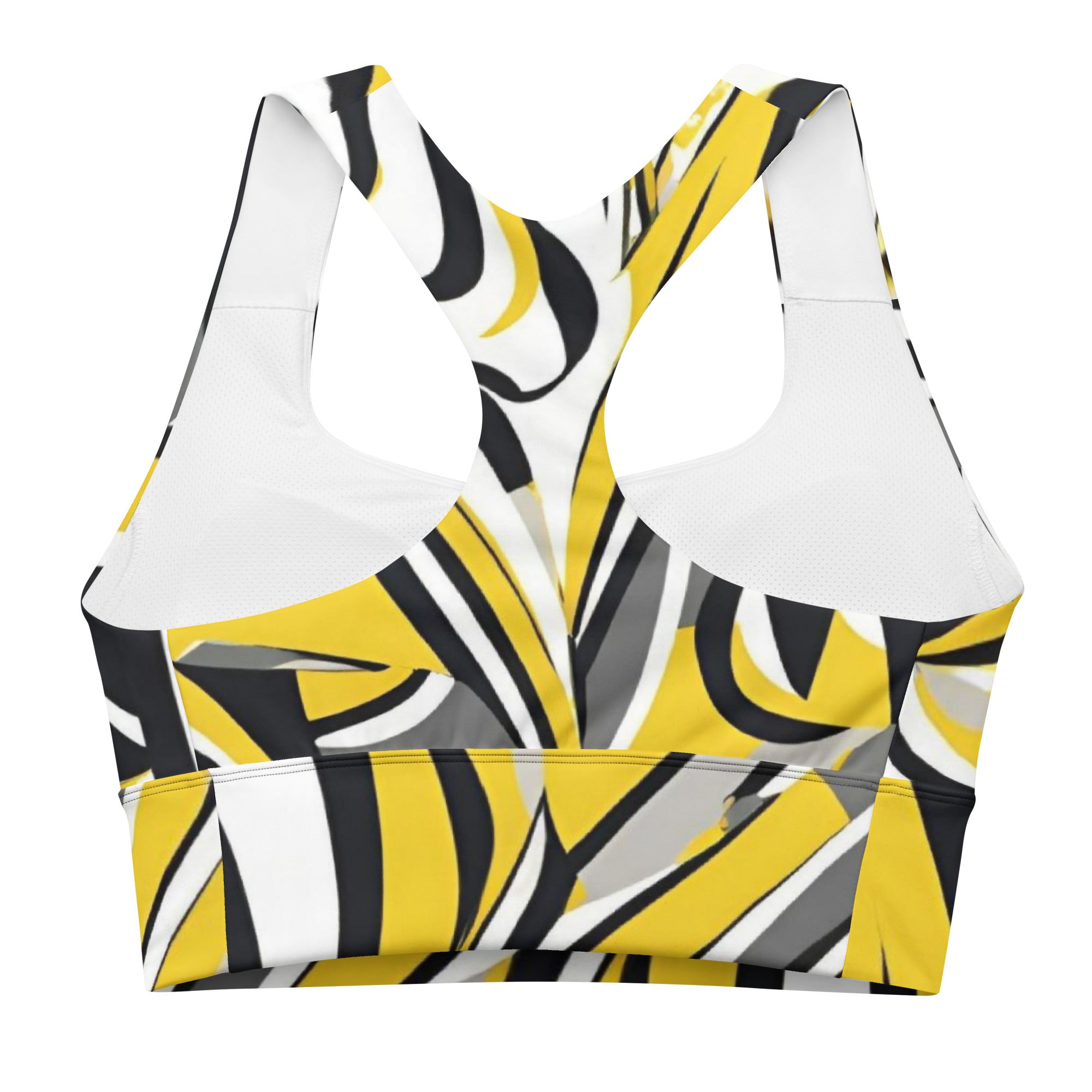 Jazzy Lemon Drop Abstract Print Recycled Extra Supportive Sports Bra
