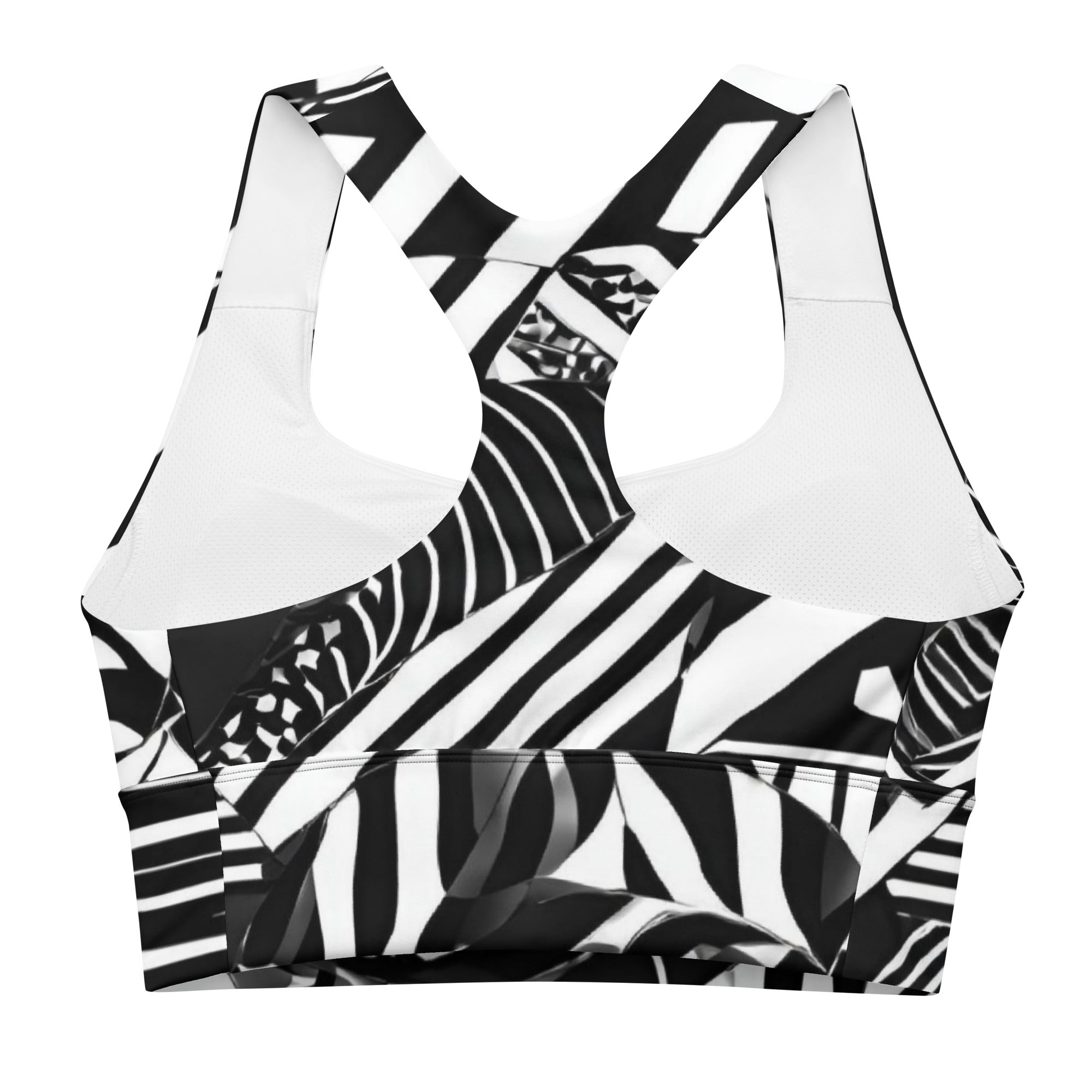Eclectic Electric Abstract Print-Supportive Recycled Polyester Longline Sports Bra