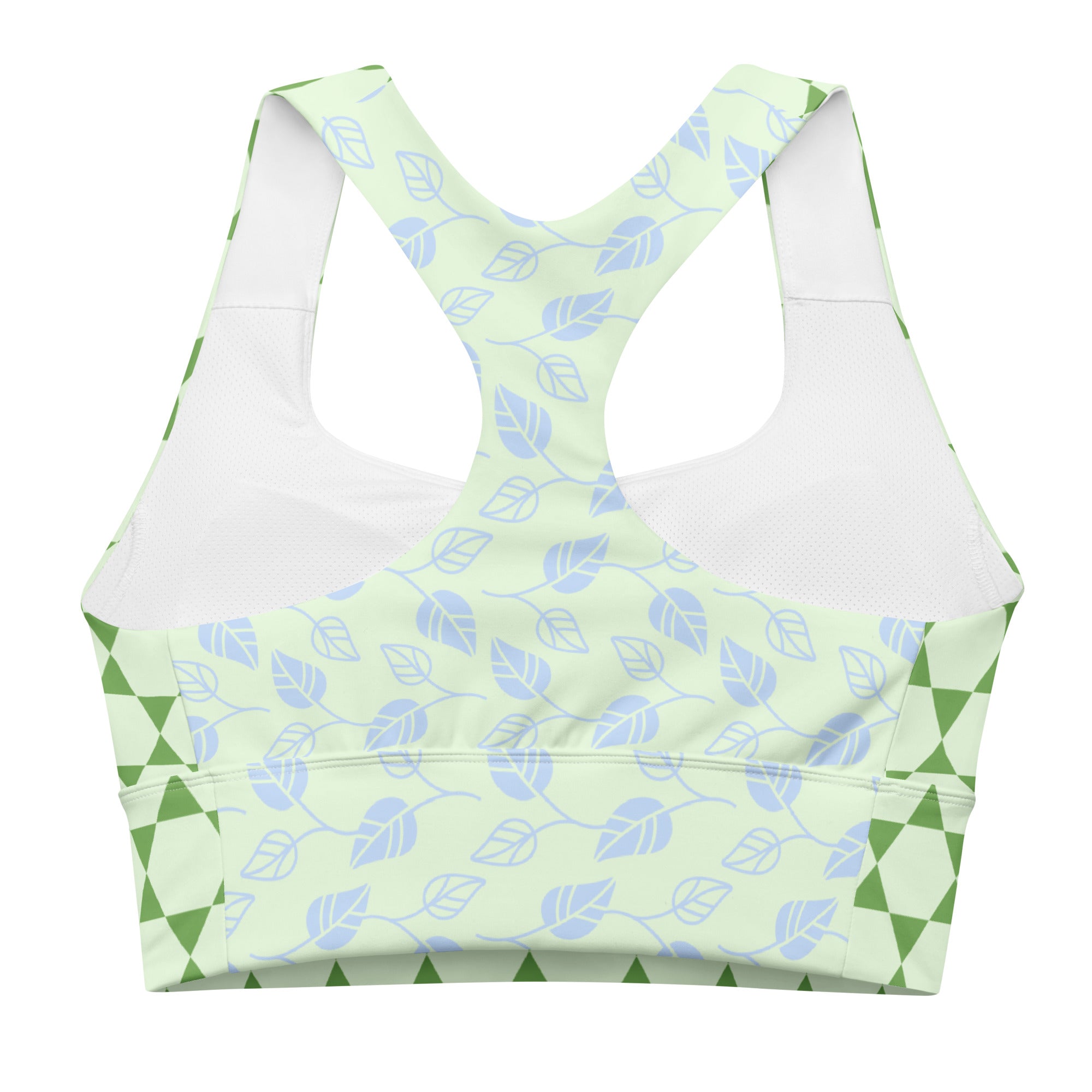 Lime green geometric & Floral Print- Women's High-Performance Recycled Racerback Sports Bra