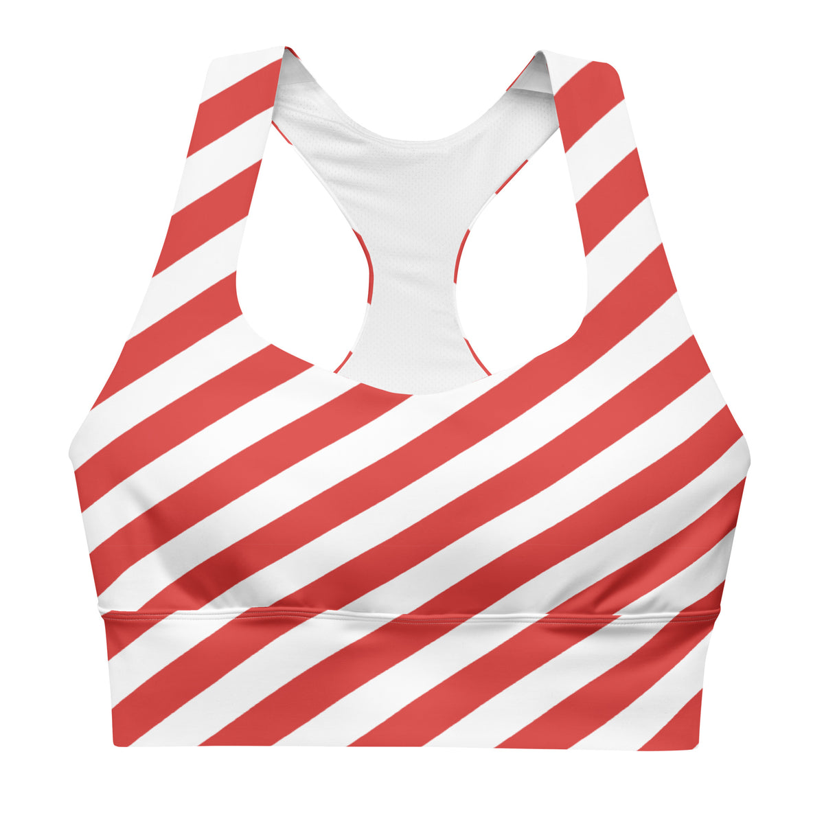 My Velveteen Habit womens holiday peppermint stripe sports bra
