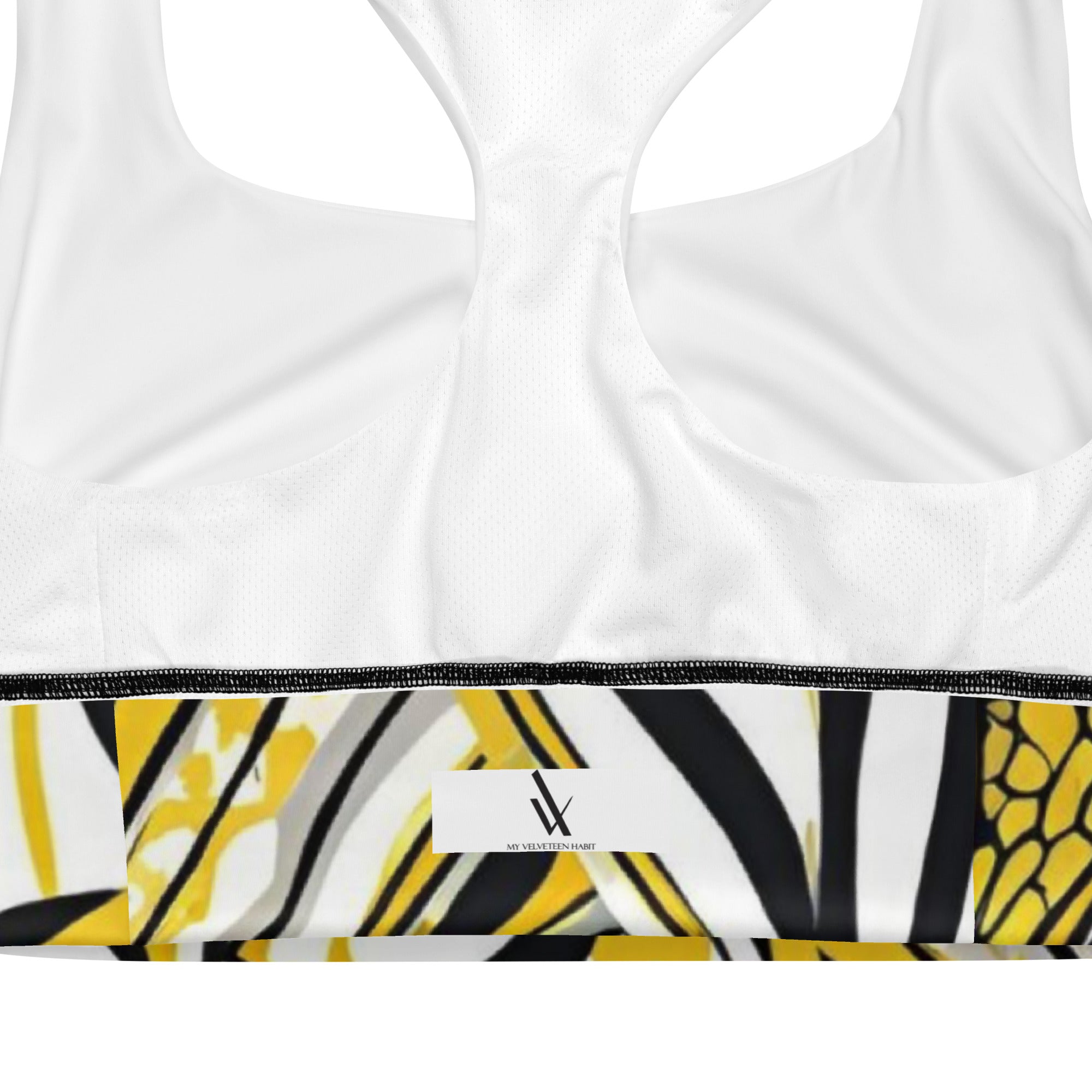 Jazzy Lemon Drop Abstract Print Recycled Extra Supportive Sports Bra