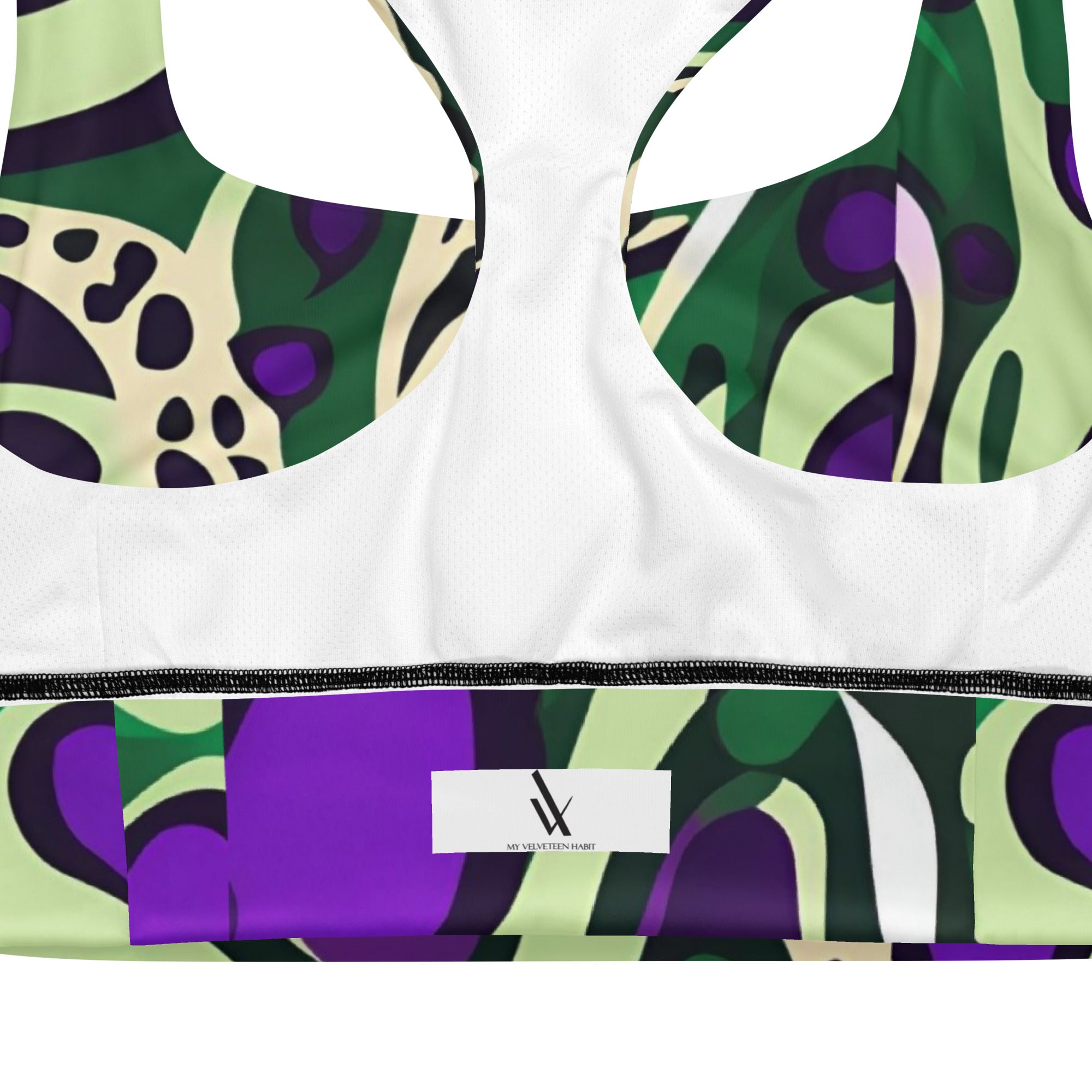 Purple Paisley Planets- Sustainably Supportive Longline Sports Bra
