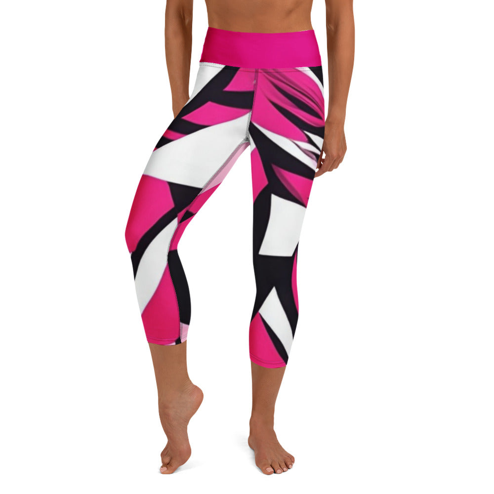 Hot Pink Prism Pulse geometric print yoga capri leggings women