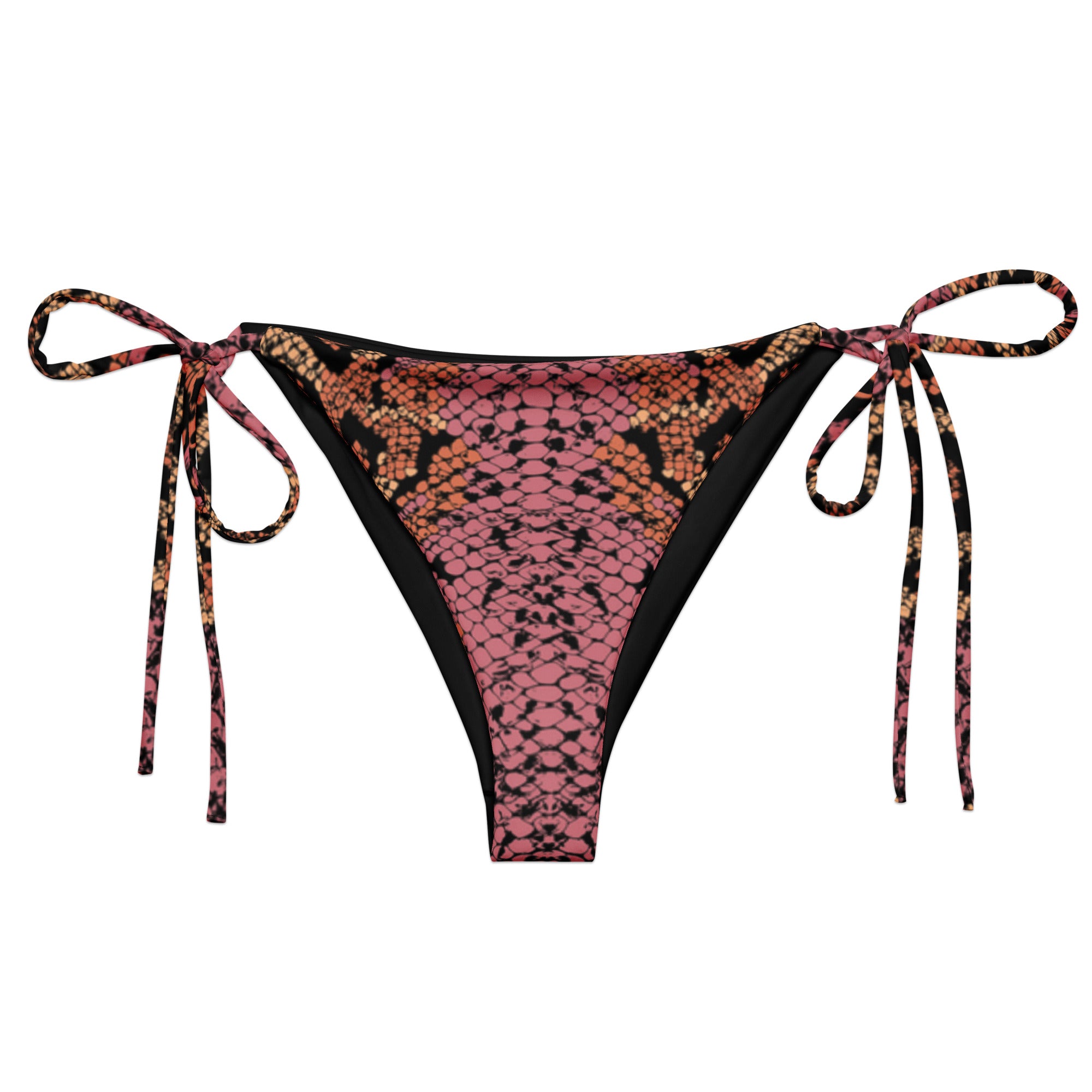 Drenched in Pink Cobra Print recycled string bikini bottom