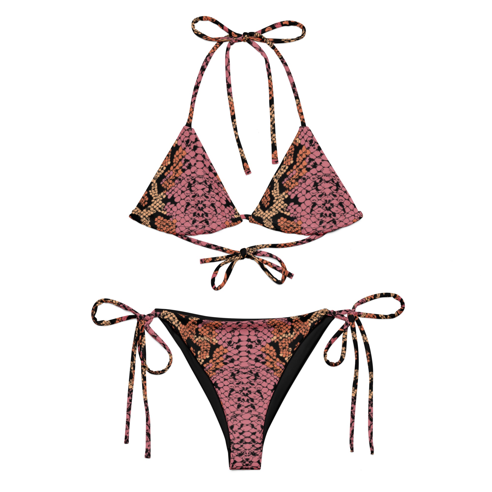 Drenched in Pink Cobra Print recycled string bikini set