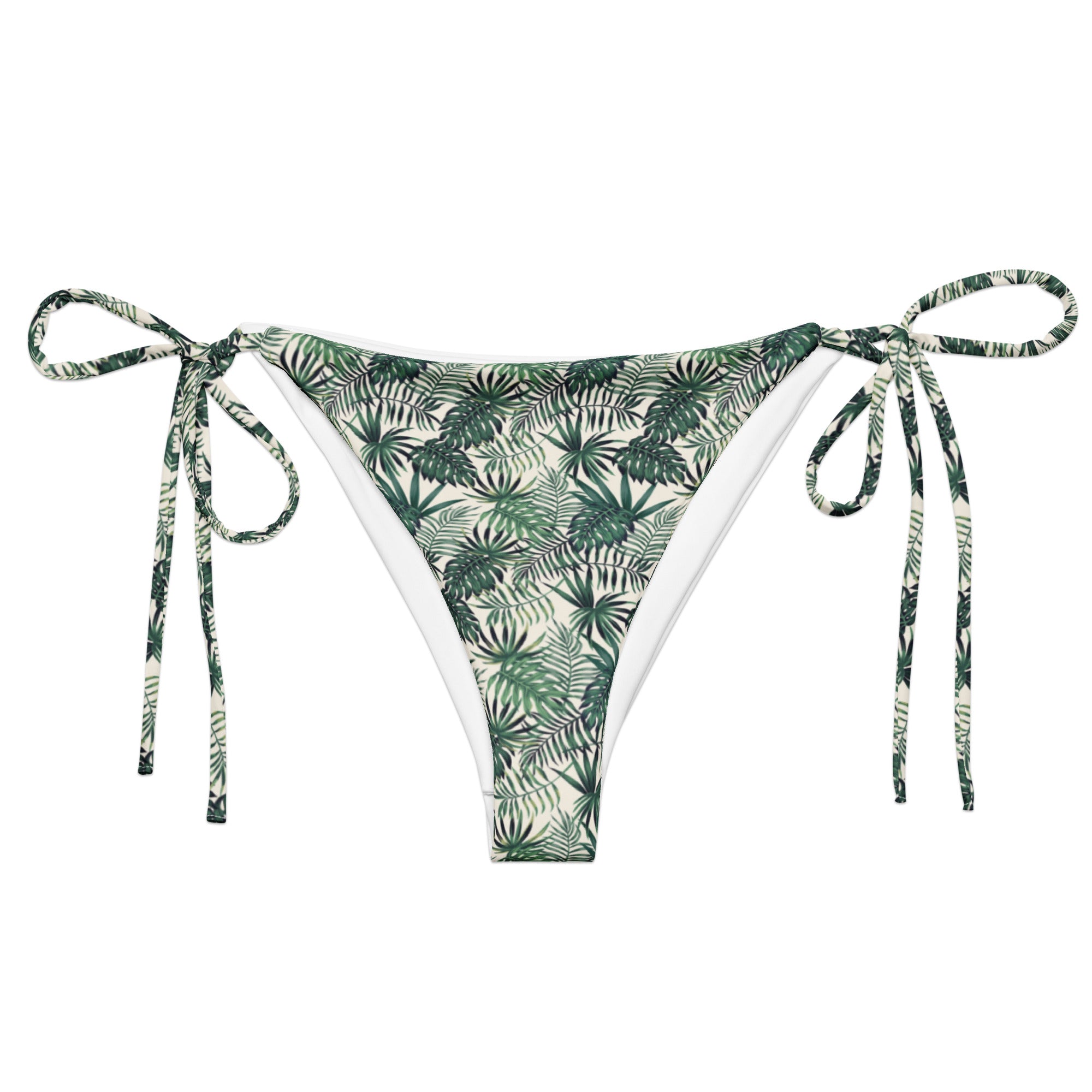 Island Asana botanical print recycled string bikini bottom