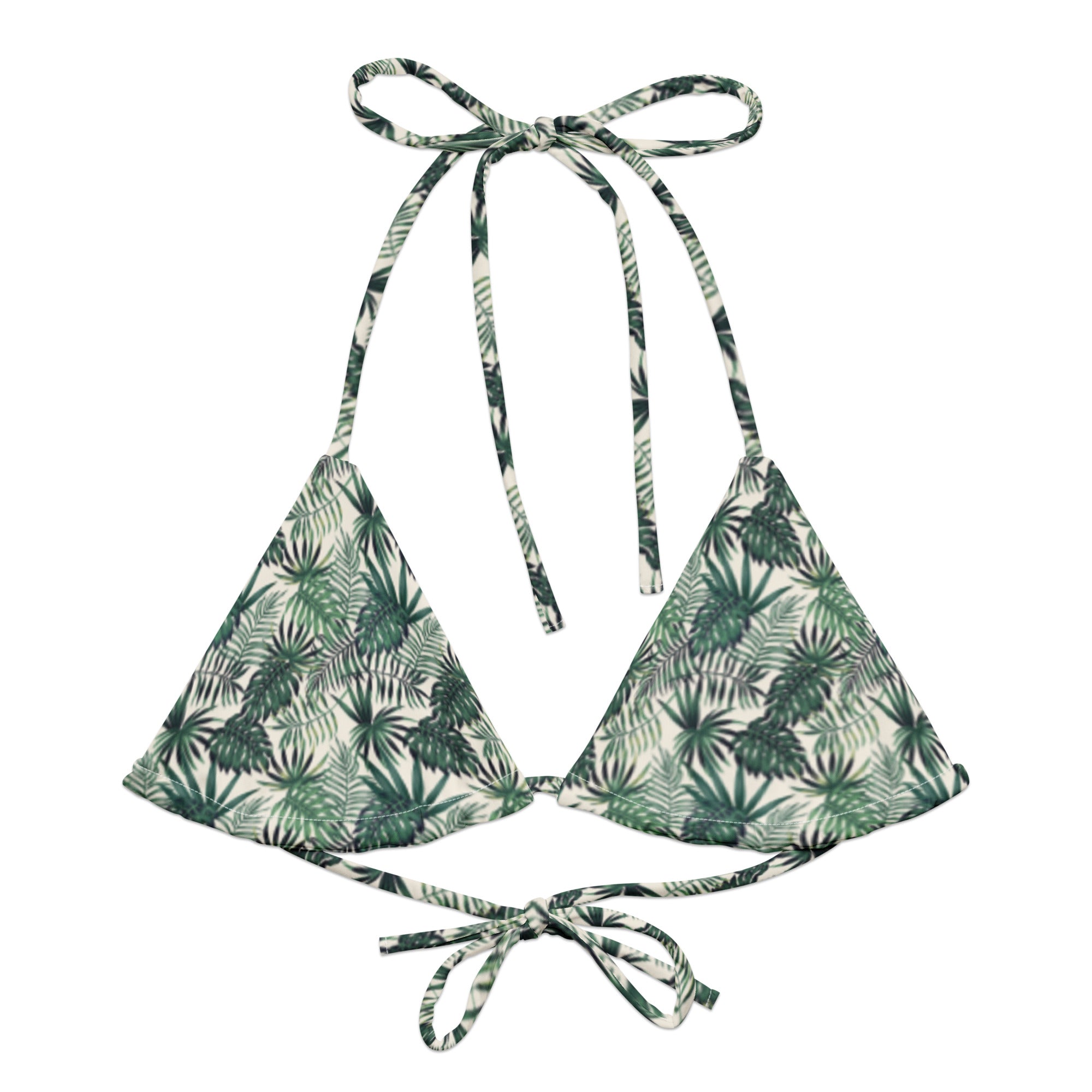 Island Asana botanical print recycled string bikini top