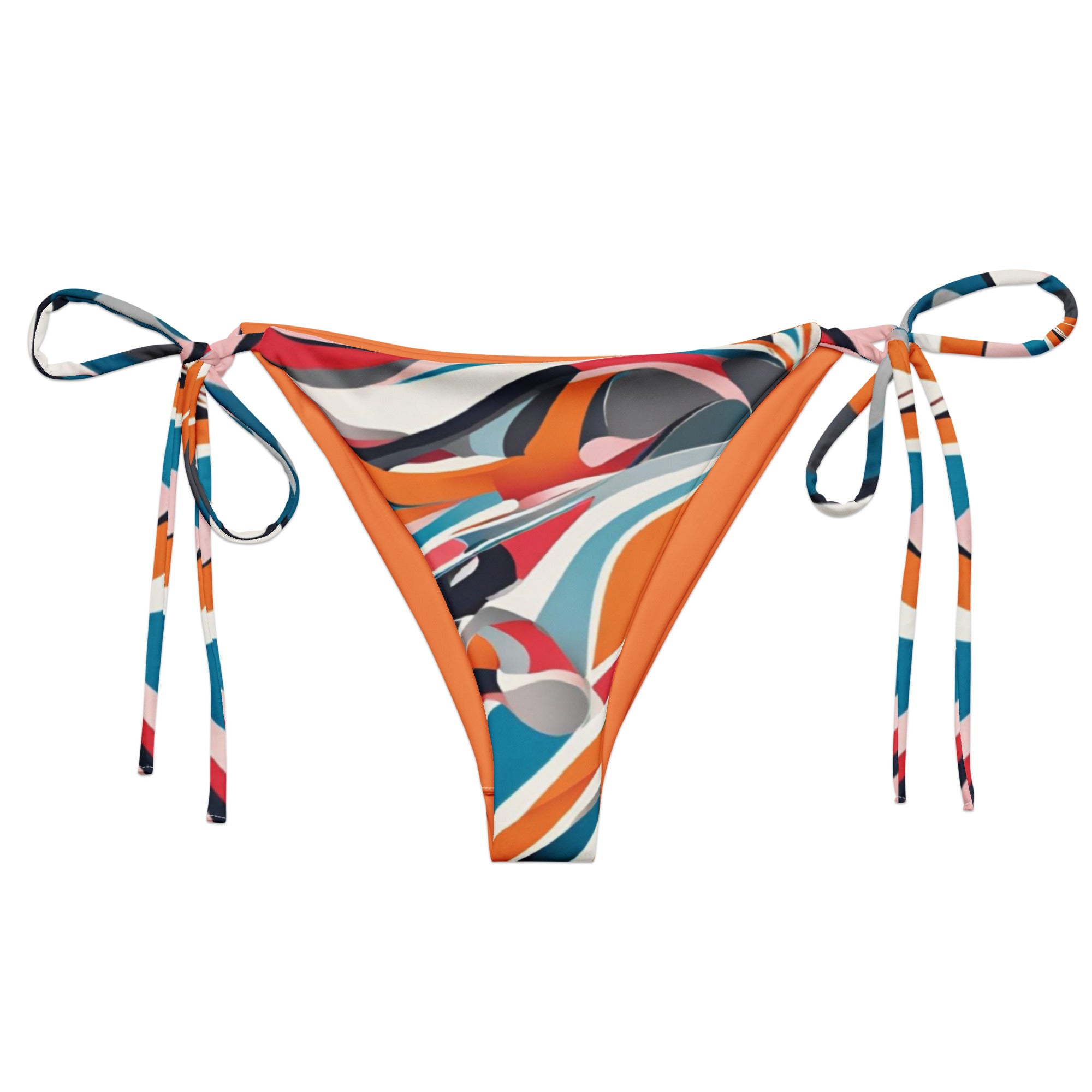Ocean Ember abstract print recycled string bikini bottom