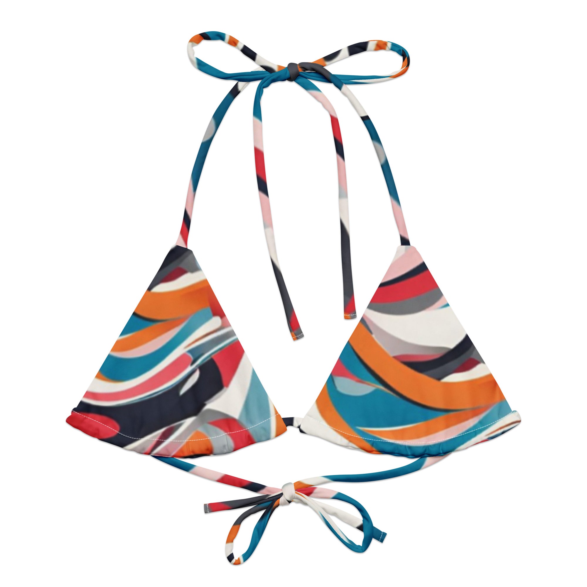 Ocean Ember abstract print recycled string bikini top