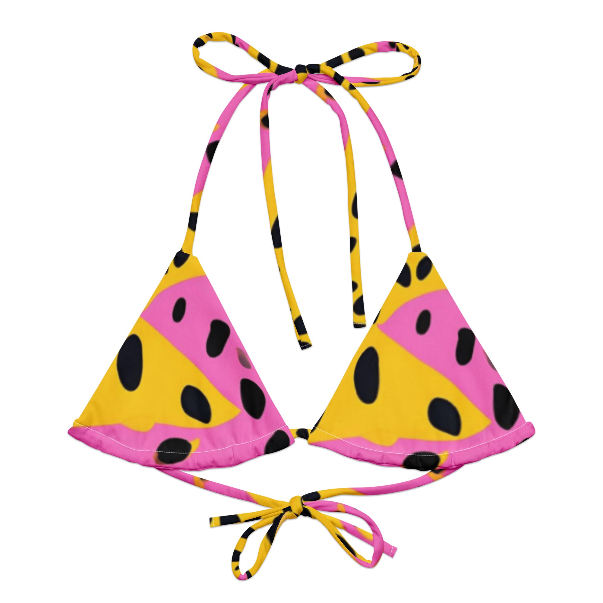 	Sherbet Swirl animal print recycled string bikini top