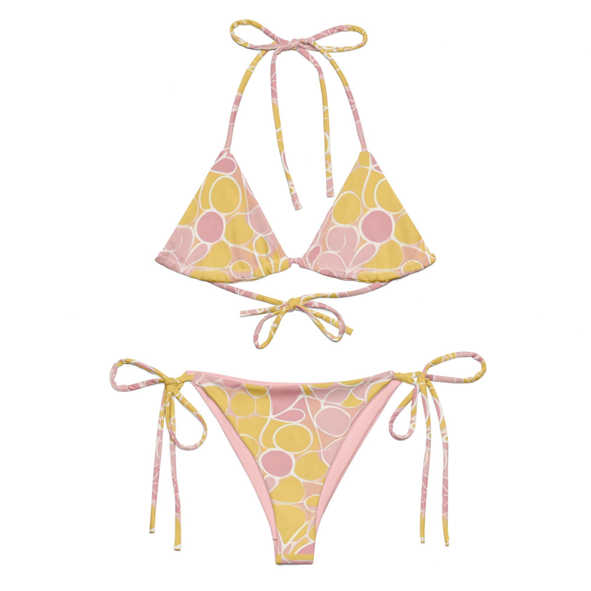 Sweet Sol Bubbles Print recycled fabric string bikini swimsuit